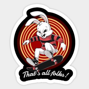 Bunny Skate Thats All Folks Sticker